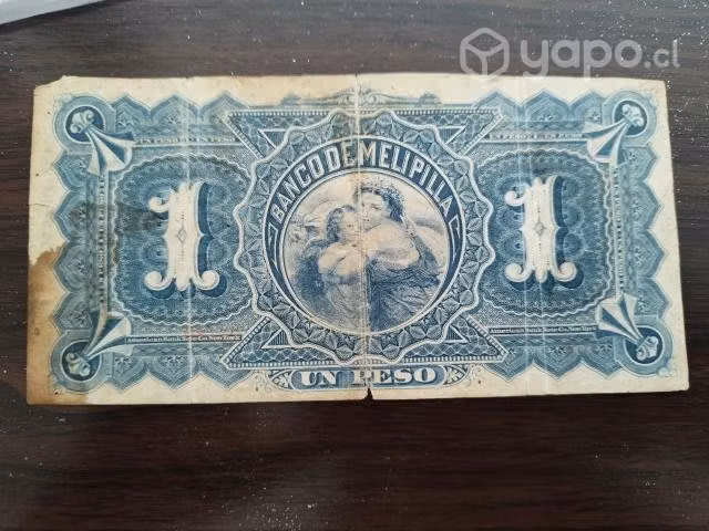 Billete antiguo 1 PESO BANCO MELIPILLA
