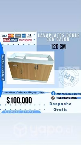 Mueble para lavaplatos doble de 120cm