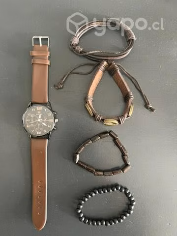 Reloj analógico con pulseras