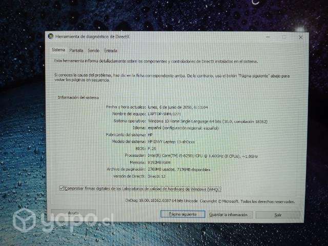 HP envy 13 Intel i5 8Gb ram - Imagen 3