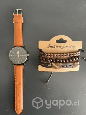Reloj analógico con pulseras