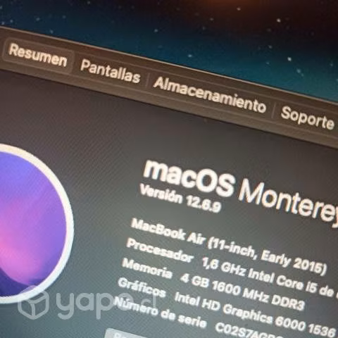 Macbook air 11" 2015 128 gb