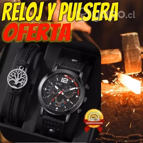 Reloj De Hombre Con Calendario Inclye Pulsera Rega