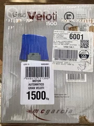Kit motor portón de 1.500kg marca Veloti