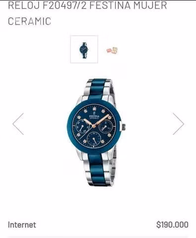 Reloj ceramica festina mujer color azul