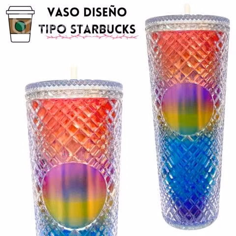 Vaso Térmico Arcoíris Tornasol Tipo Starbucks