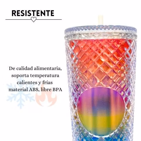 Vaso Térmico Arcoíris Tornasol Tipo Starbucks