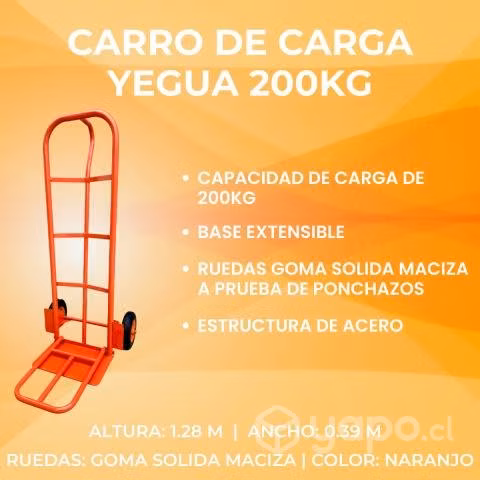 Carro de Carga Yegua Acero 200kg Naranja/Azul
