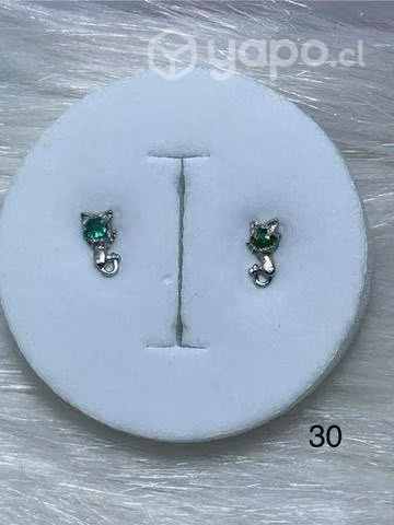Aretes de plata tipo topo con esmeraldas genuinas - Imagen 6