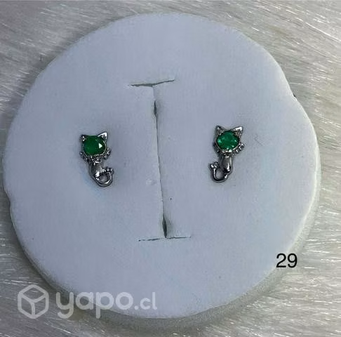 Aretes de plata tipo topo con esmeraldas genuinas - Imagen 5