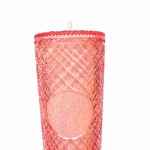 Vaso Térmico Rosa Glitter Brillos Tipo Starbucks 7