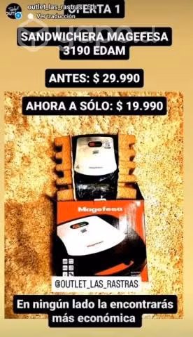 Sandwichera Magefesa, nueva, embalada, garantía