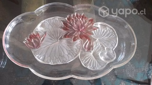 Juego de Fuente y Plato de cristal tallado.Nuevo