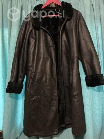 Abrigo cuero negro talla l