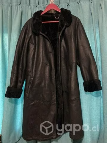Abrigo cuero negro talla l
