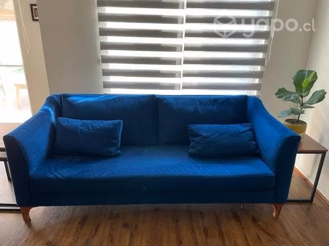 Sofa Felpa Azul 3 cuerpos