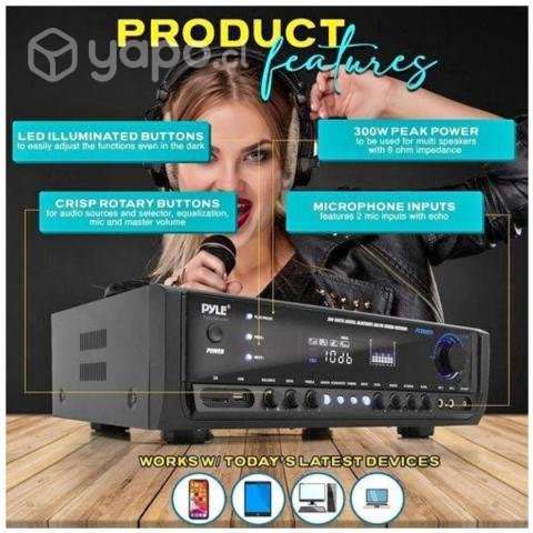 Amplificador Receiver Pyle Con Bluetooth 300 Watts - Imagen 2