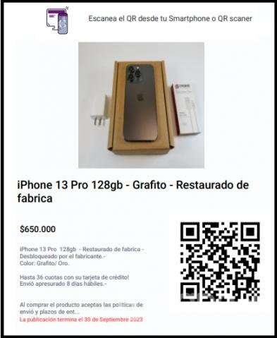 IPhone 13 pro 128gb Seminuevo- color grafito - Imagen 3