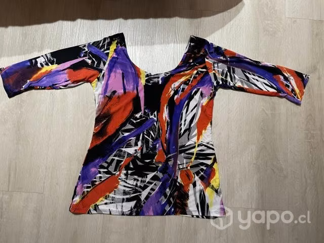 Polera manga 3/4 talla M multicolor