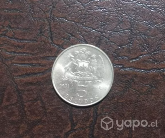 Moneda de 5 escudos año 1971