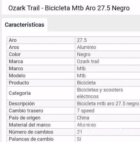 Bicicleta Ozark trail MTB. Aro 27.5 aluminio .. - Imagen 2
