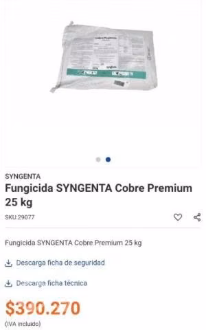 Sacos de fungicida Syngenta cobre premium