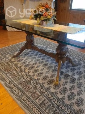 Comedor de encina con cubierta de vidrio - Imagen 2