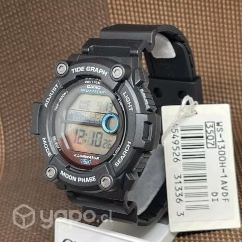 Reloj casio ws1300h-1 mareas sumergible nuevos