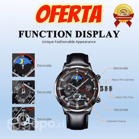 Reloj Con Calendario Incluye Collar y Pulsera