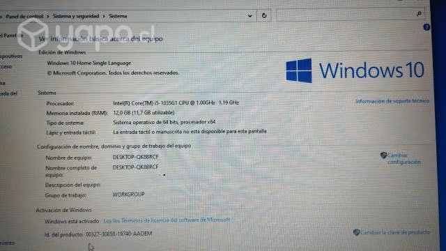 Notebook HP core i5 10th 12GB Ram
