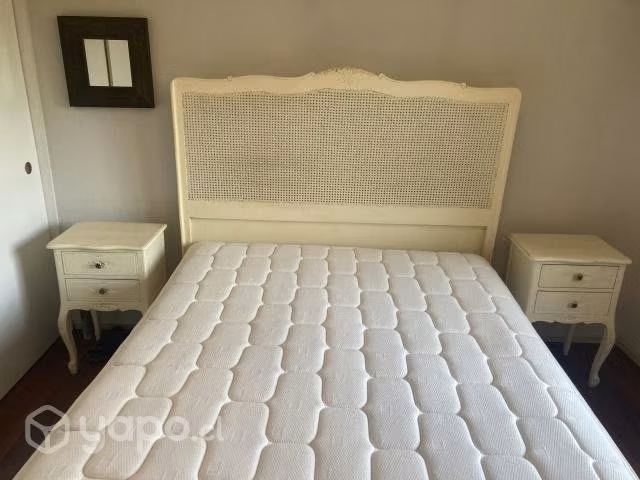 Cama vintage de 2 plazas+2 veladores+colchón - Imagen 3