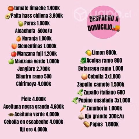 Domicilio frutas y verduras de primera