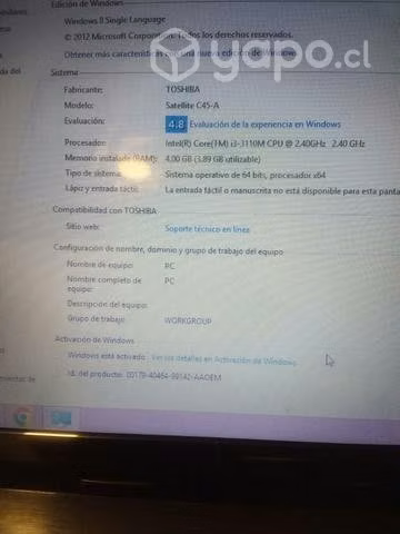 Notebook Toshiba I3 - Imagen 5