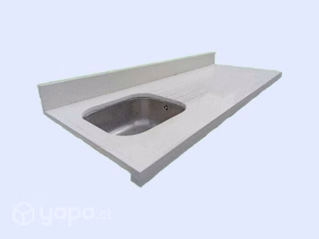 Cubierta de cuarzo blanco con lavaplato