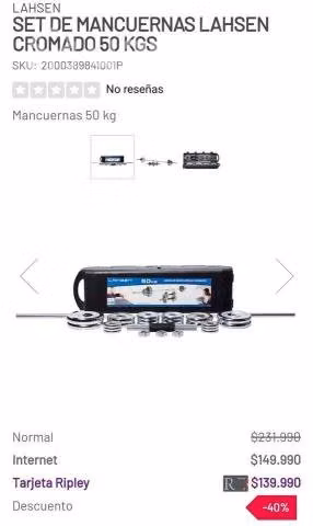Mancuernas cromadas 50Kgs