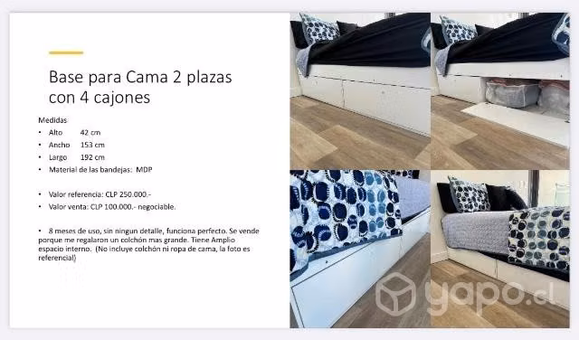 Base de cama 4 cajones
