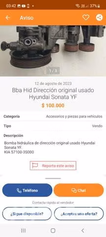 Repuestos Varios Hyundai Sonata 2012 OFERTA PACK