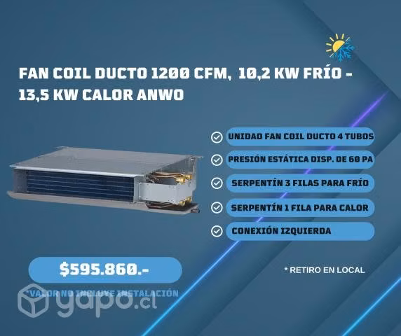 FAN COIL DUCTO 1200 CFM Anwo