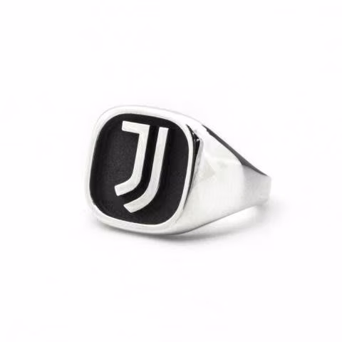 Juventus Anillo HOMBRE Bañado En Plata C/ Logo Esf