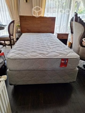 Box spring ROSEN 1 y 1/2 plaza, velador,respaldo