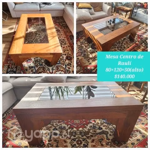 Mesa Centro Living de Rauli con vidrio