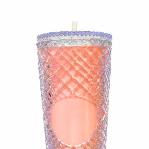 Vaso Térmico Rosa Degradado Glitter Tipo Starbucks