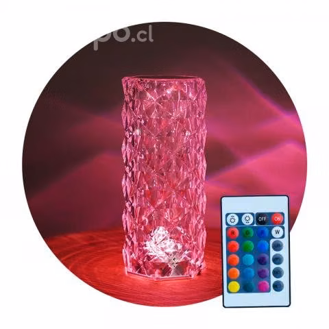 Lampara velador adorno de cristal rosa diamante t