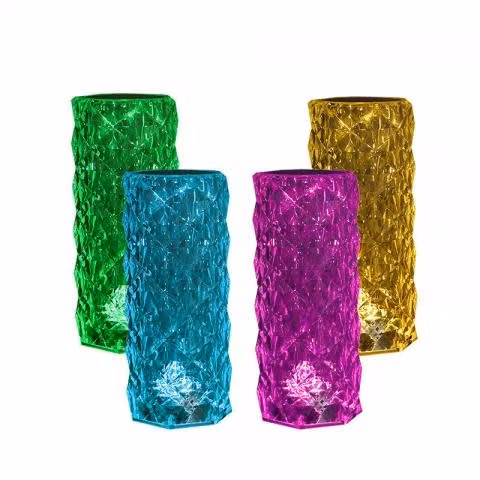 Lampara velador adorno de cristal rosa diamante t