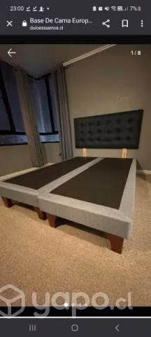 Base de cama con respaldo acolchado color celeste
