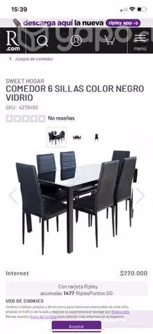 Mesa templada semi nueva + 6 sillas - Imagen 2