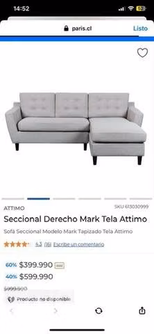 Sofá de 3 cuerpos forma de L movible