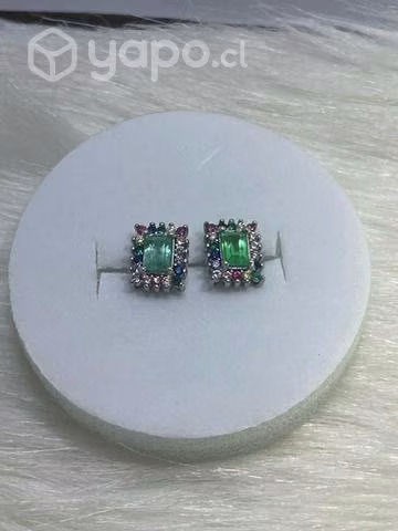Aretes con esmeraldas cuadradas genuinas