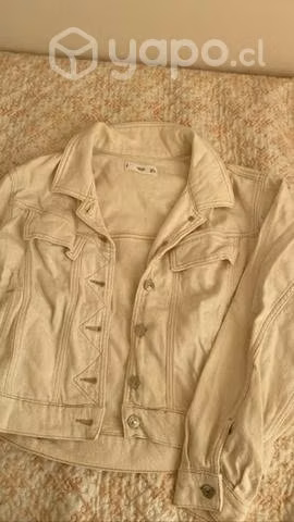 Chaqueta mezclilla blanca mango talla S