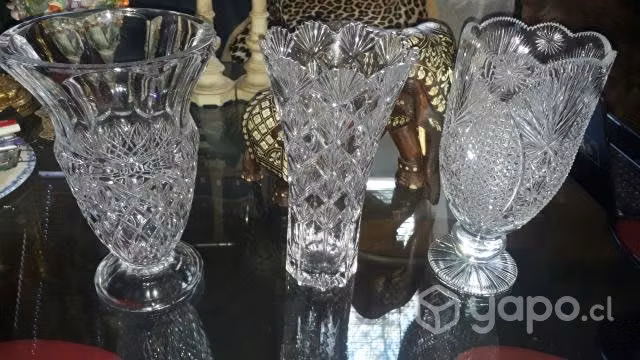 Antiguos Floreros de Cristal tallados - Imagen 5